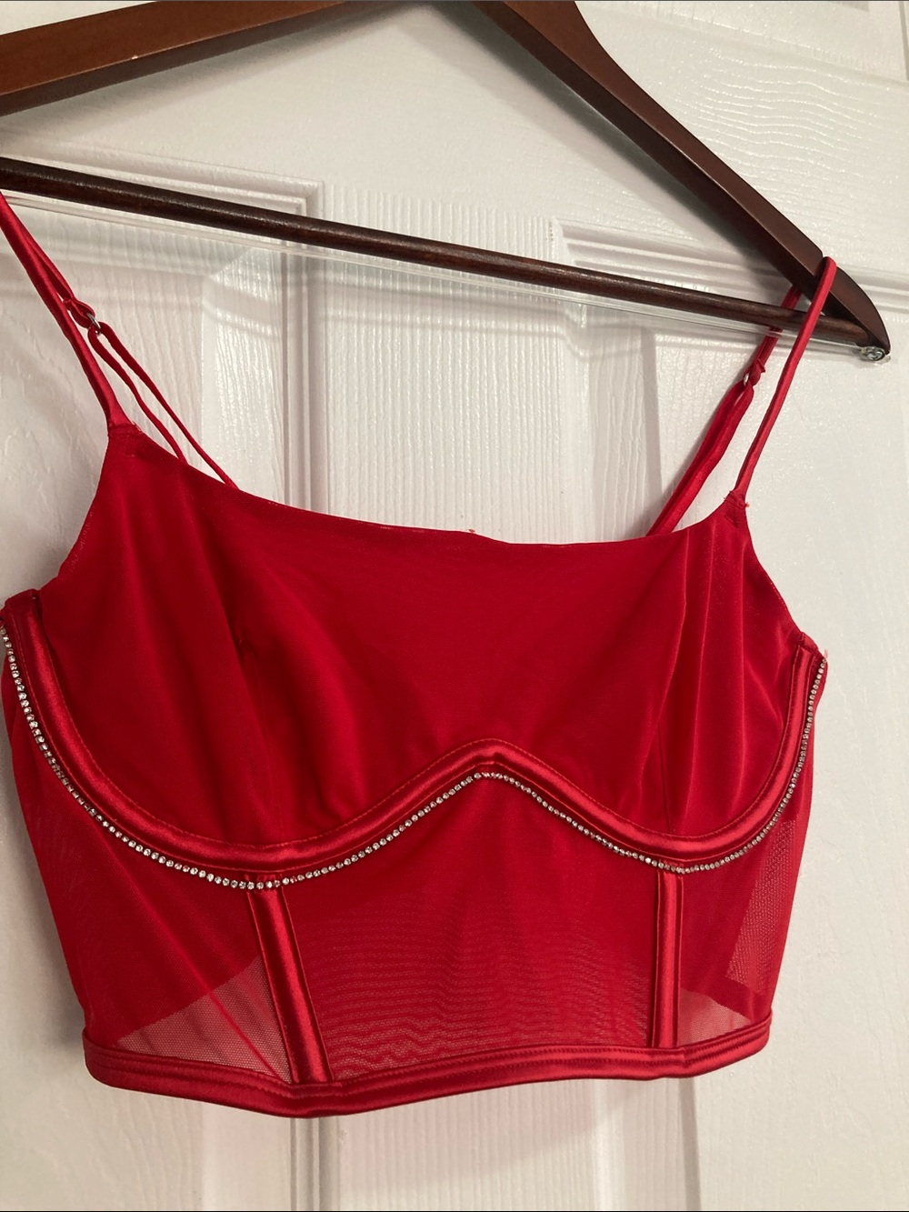 Auden Red Rhinestone Trim Bustier Cami